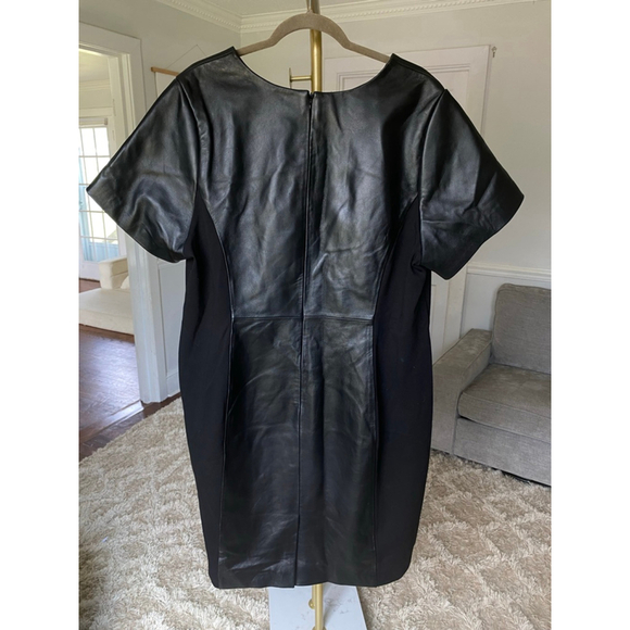 Jessica London Mini Dress Faux Leather Panel Modern Party Gala Event Summer Luxe - Picture 3 of 12